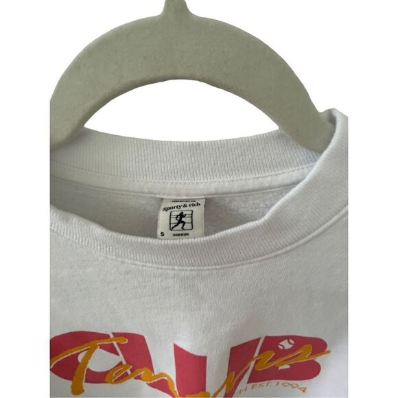 Sporty & Rich Crew Neck Tennis Club Cotton Sweatshirt Men’s White Size Small - Picture 3 of 5